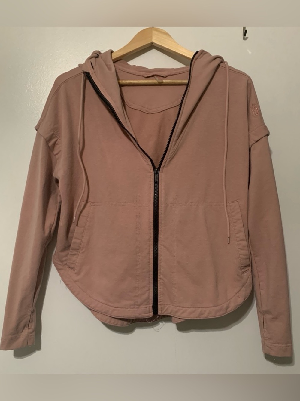 Free People Movement Zip-Up Hooded Jacket in Dusty Rose